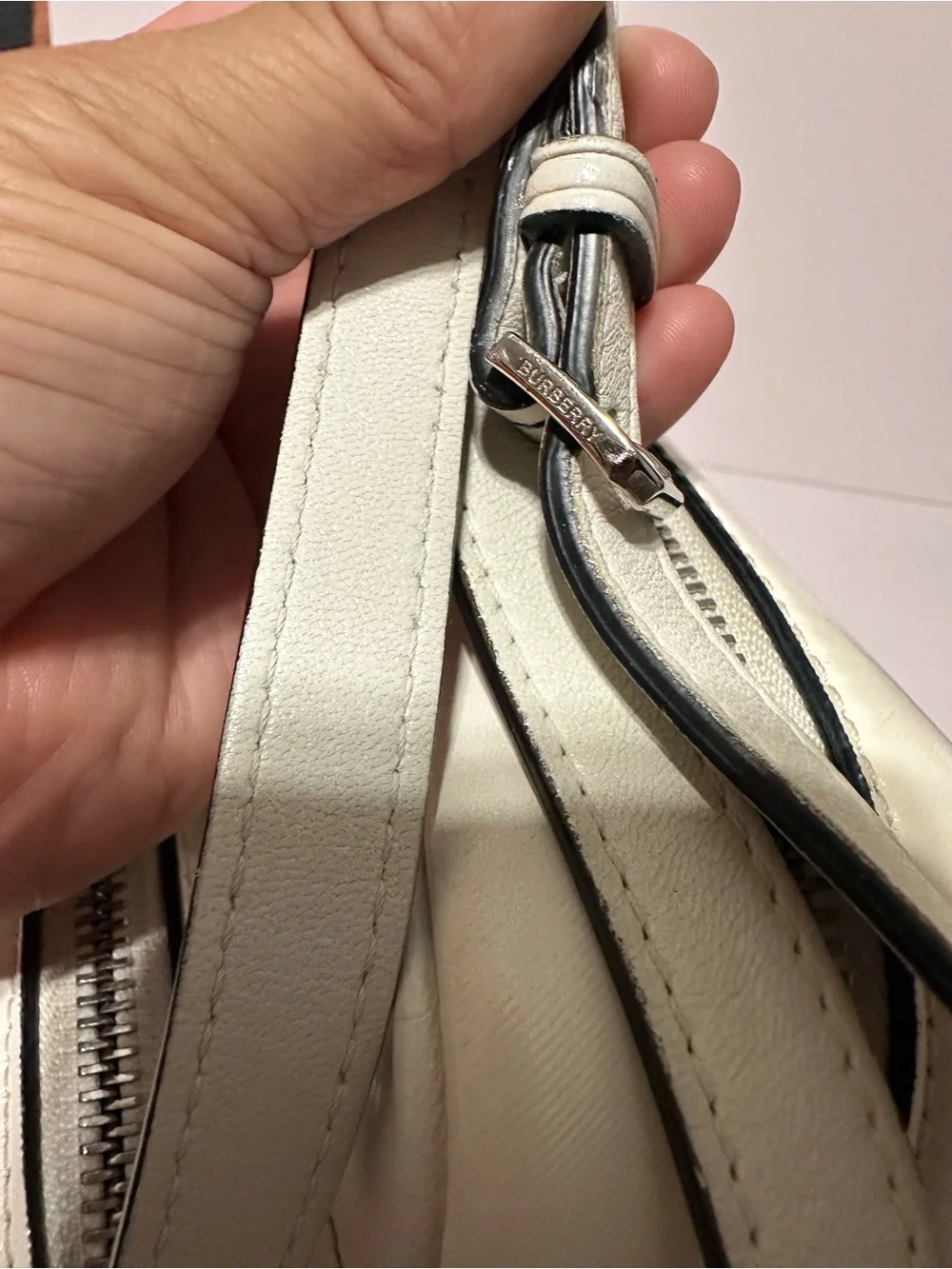Burberry white leather